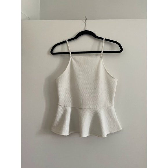 White Spaghetti Strap Peplum Top - Picture 1 of 2
